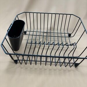 Rubbermaid Black Wire Dish Drying Rack with Detachable Utensil Holder 1H92 22